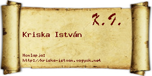 Kriska István névjegykártya